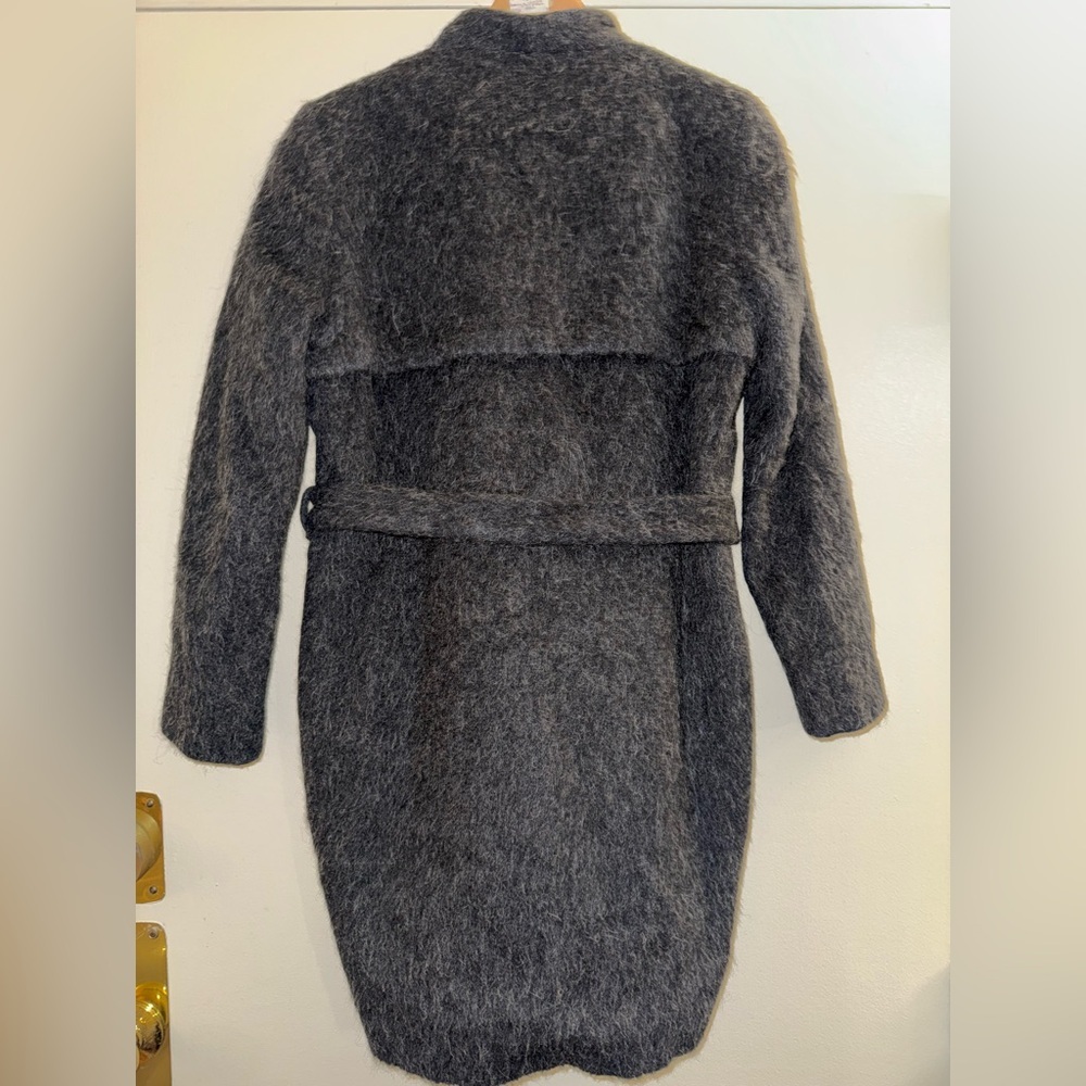 Samsoe Samsoe Nordic Wool Alpaca Elna Jacket Coat Gray Medium Belted